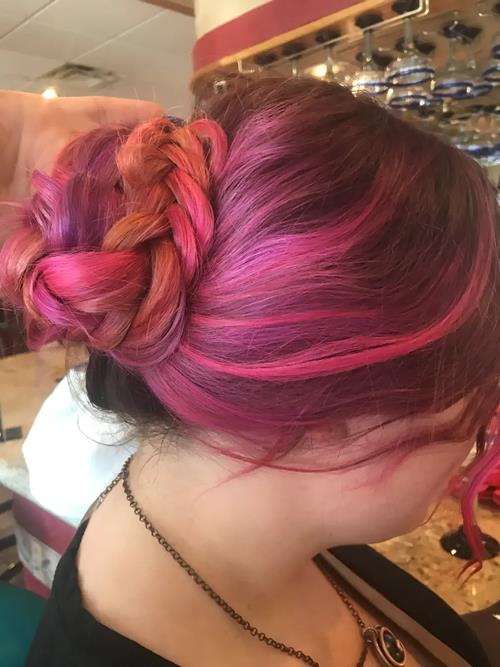 Hair Extensions photo, Denver Colorado. It’s amazing after doing fashion color how you can wrap up y(..)